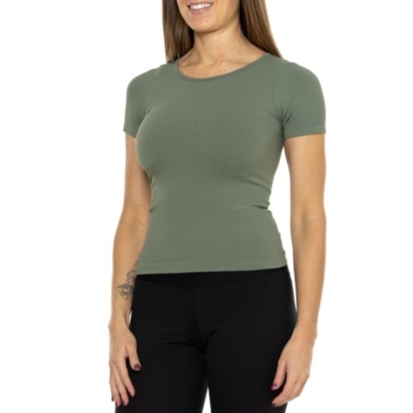 Free People Intimately XYZ Recycled Baby Tee Army Green XS/S NWT - Picture 1 of 6